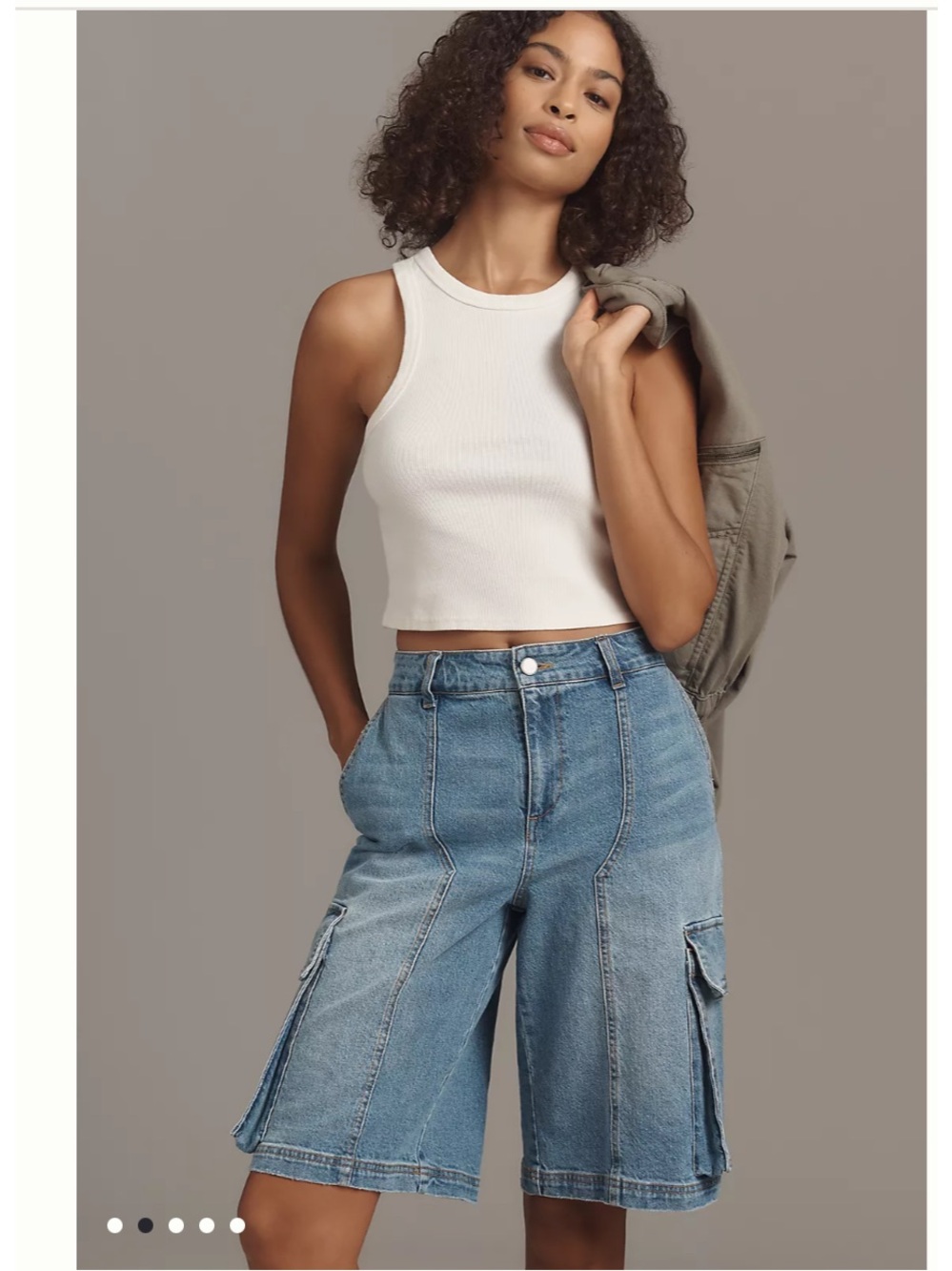 By Anthropology Avec Les Filles 🔥 Long Denim Cargo Shorts